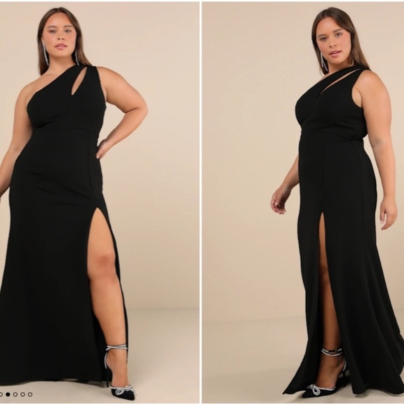 LULU's Sexy Prom Wedding Bridesmaid One Shoulder Chic Mermaid Maxi Dress - Picture 7 of 8